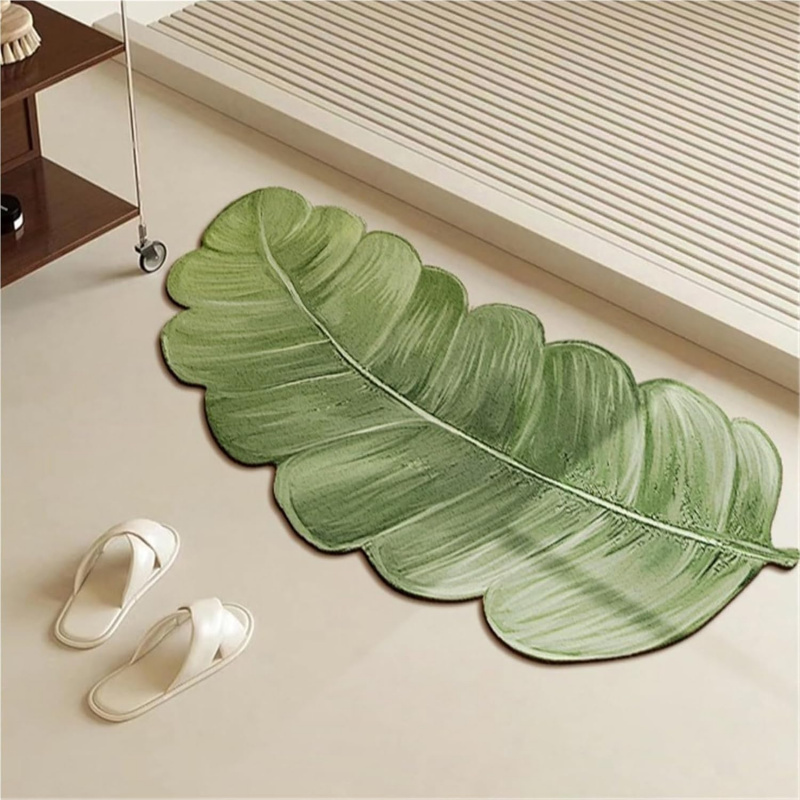 Kitchen Appliances Green - VIKAMA Alfombra con estampado de hojas