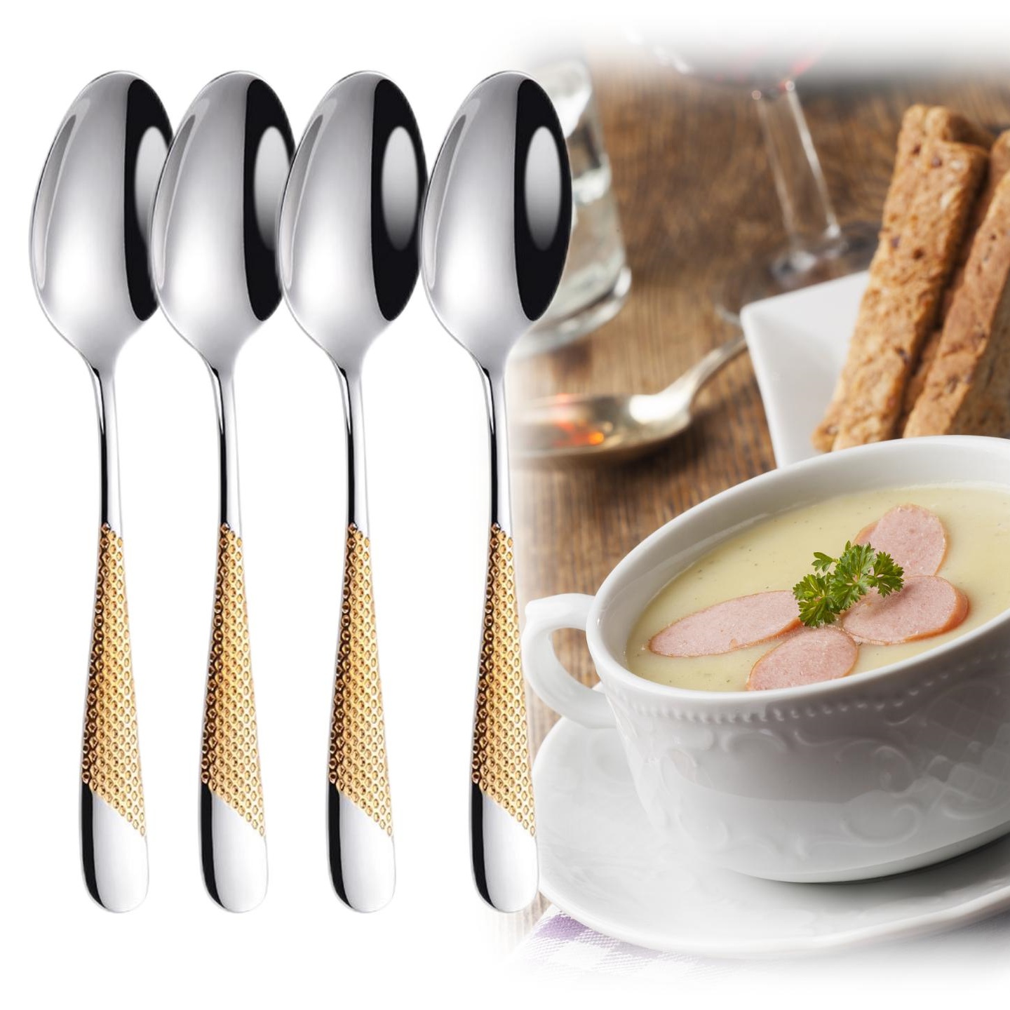 Kitchen Appliances Luxury - Juego de cucharas de cena chapadas