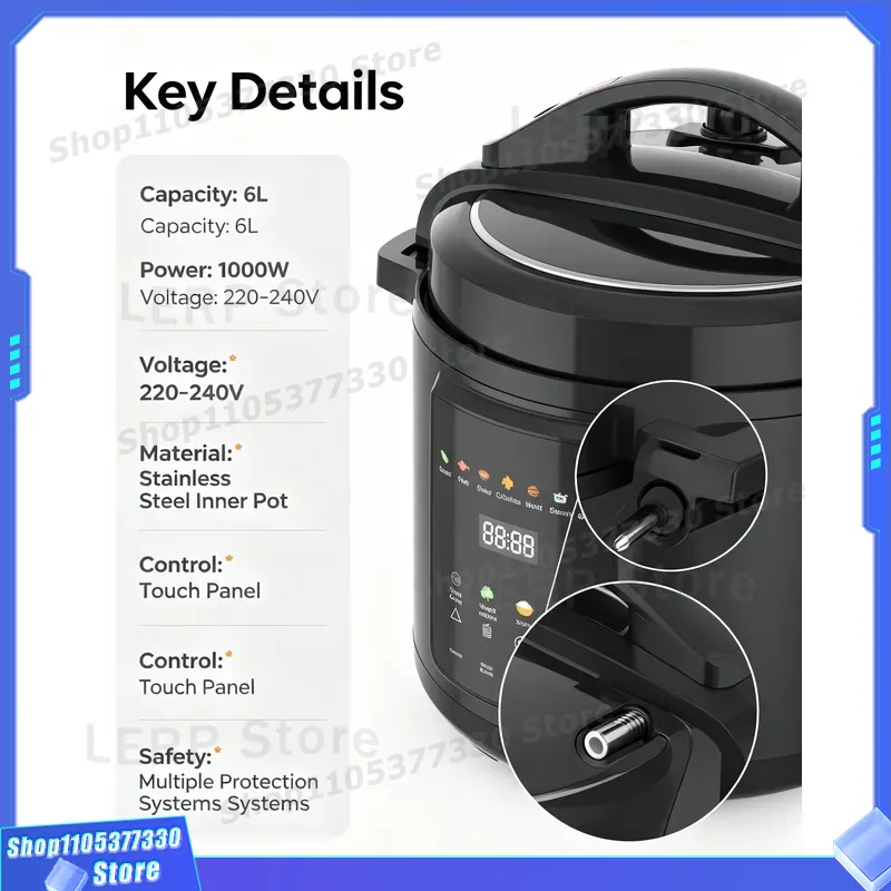 Olla a Presión Eléctrica de 6L - Kitchen Appliances Direct reseña y precio